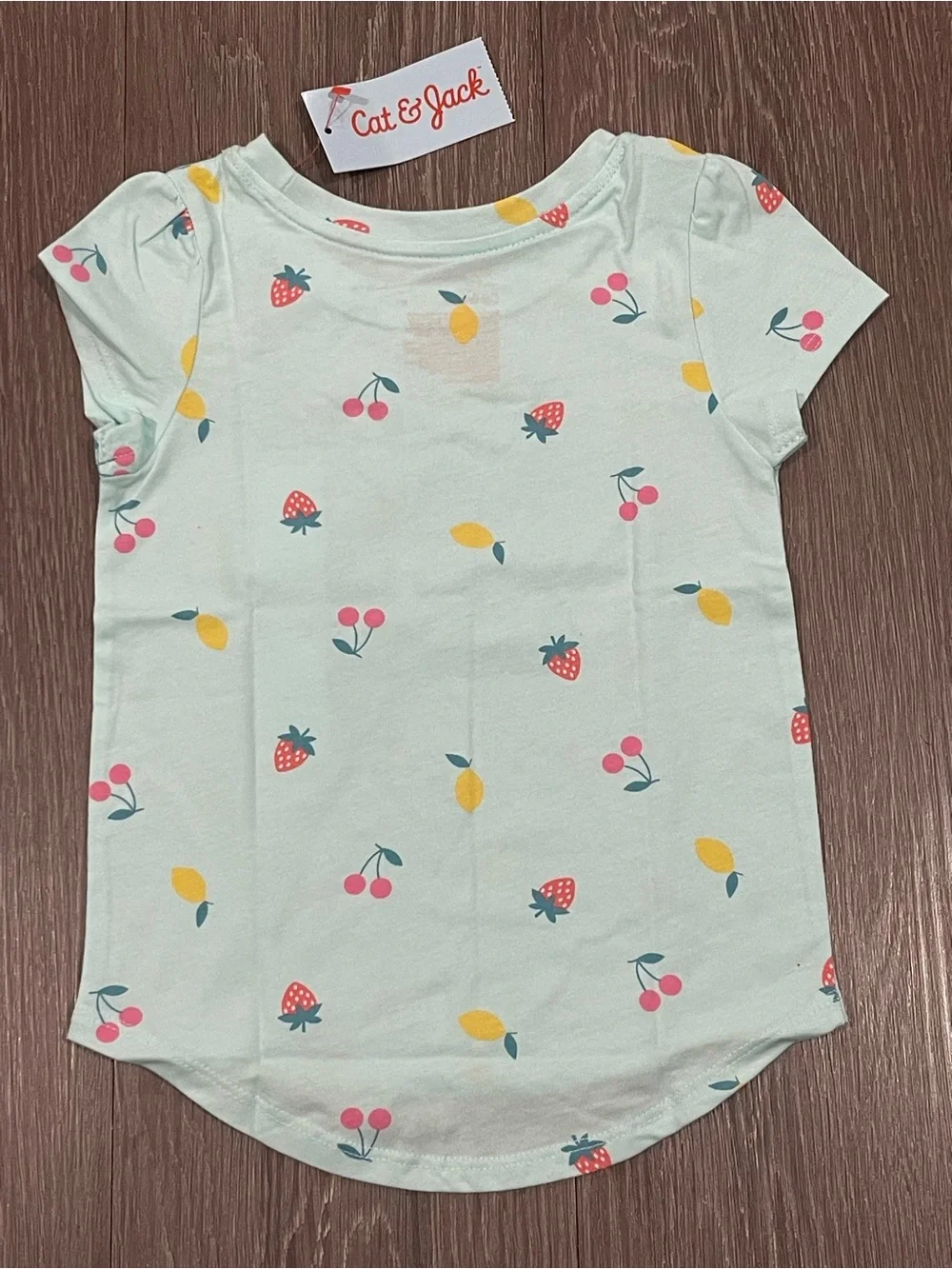 Cat & Jack Mint Short Sleeve Tee with Fruit Print - Size 3T